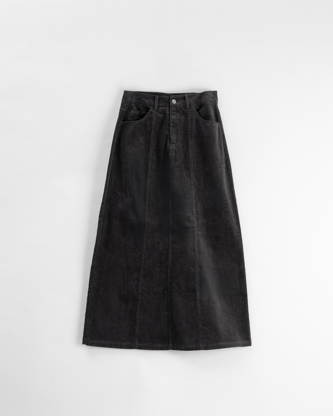 コーデュロイストレートロングスカート グレー