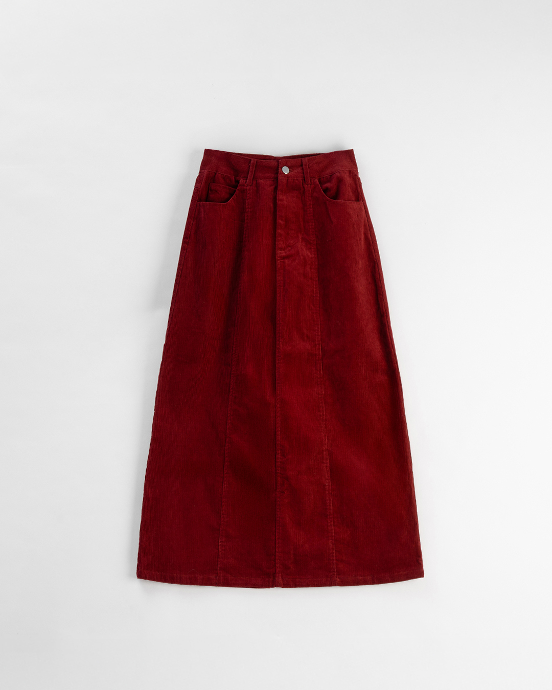 コーデュロイストレートロングスカート レッド