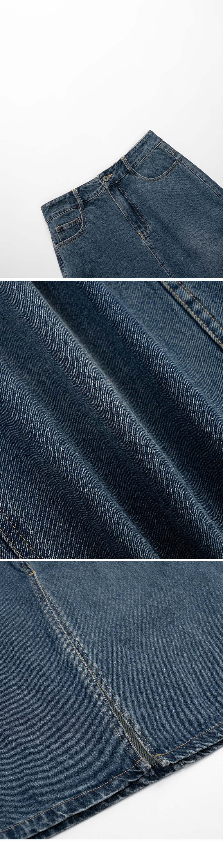 バックスリットウォッシュデニムスカート