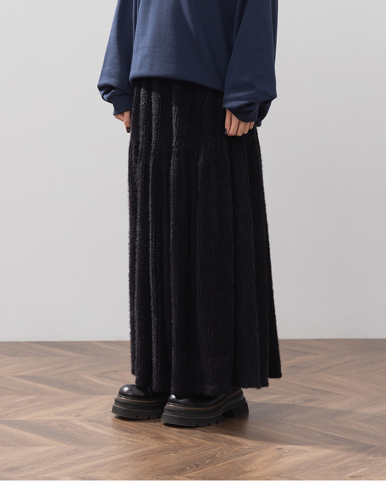 フェザーフリース切替スカート 3色展開