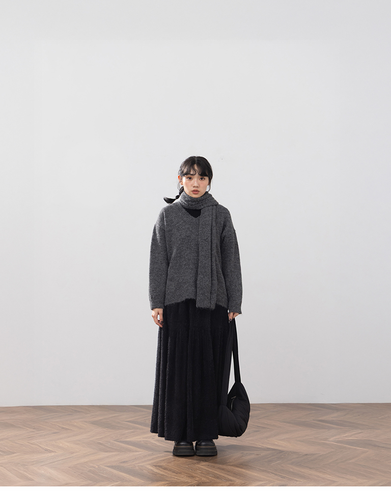 フェザーフリース切替スカート 3色展開