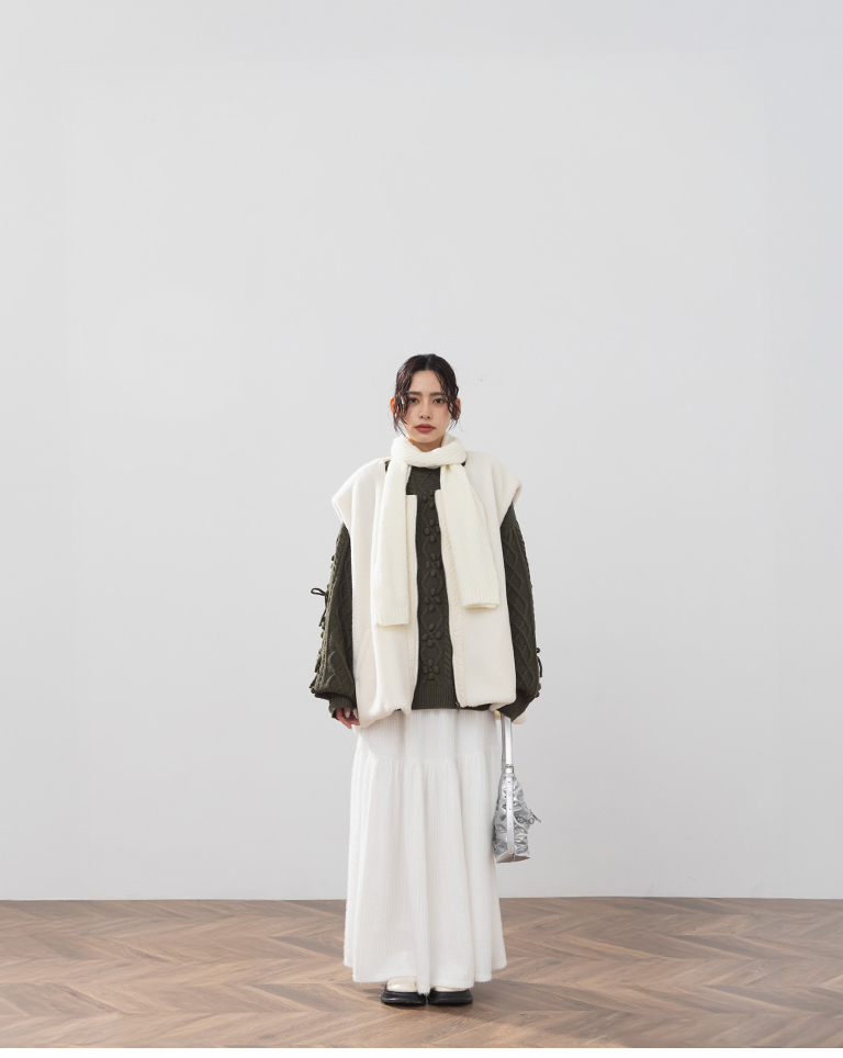 フェザーフリース切替スカート 3色展開