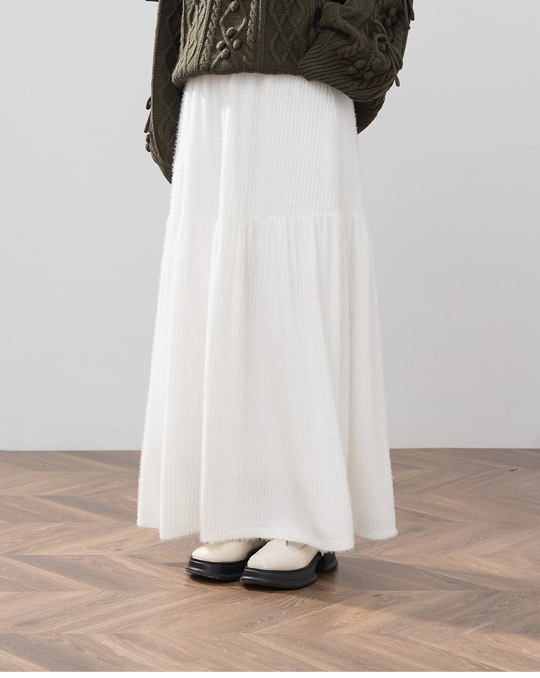 フェザーフリース切替スカート 3色展開