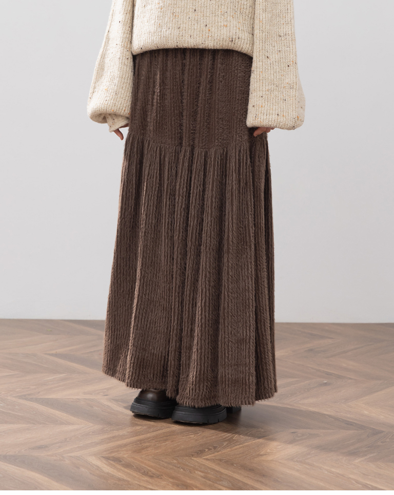 フェザーフリース切替スカート 3色展開