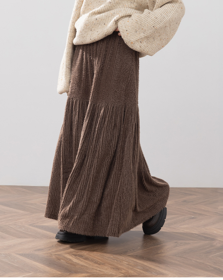 フェザーフリース切替スカート 3色展開