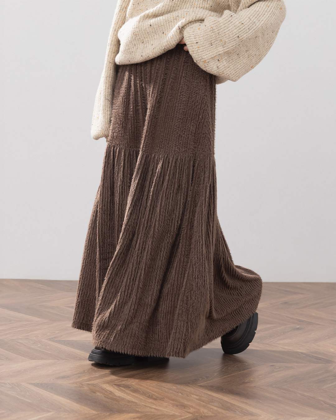 フェザーフリース切替スカート 3色展開