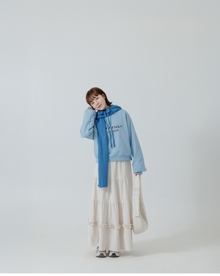 光沢感ティアードスカート  3色展開