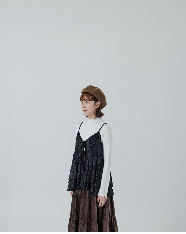 光沢感ティアードスカート  3色展開