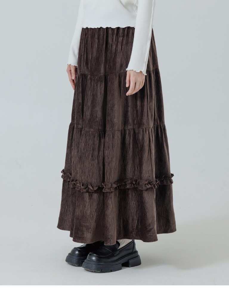 光沢感ティアードスカート  3色展開