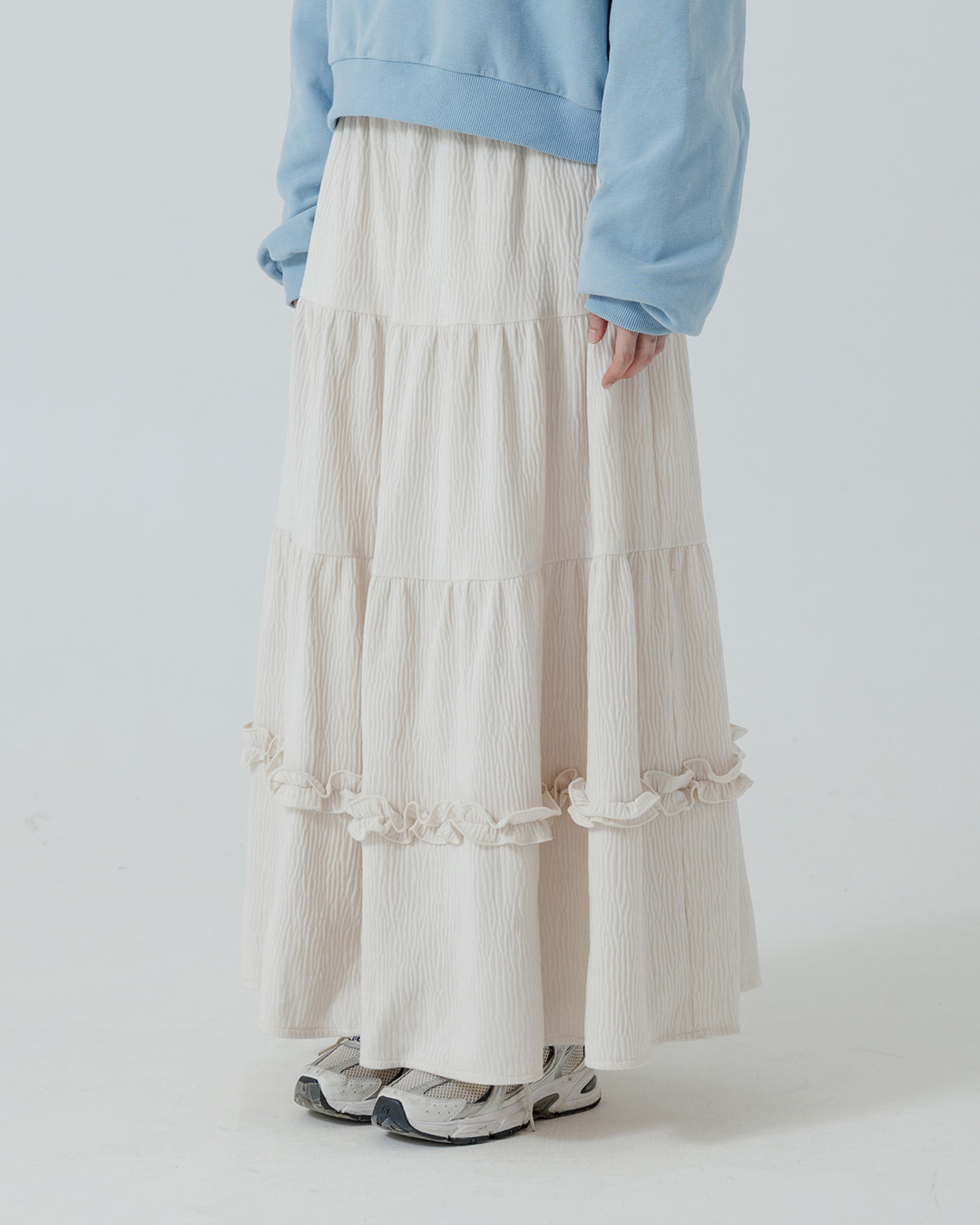 光沢感ティアードスカート  3色展開