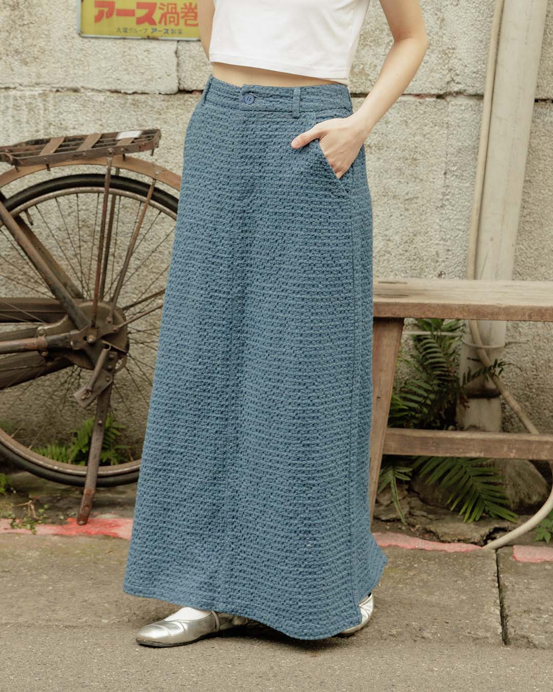 春2尚未收到---立体編み柄スリットスカート