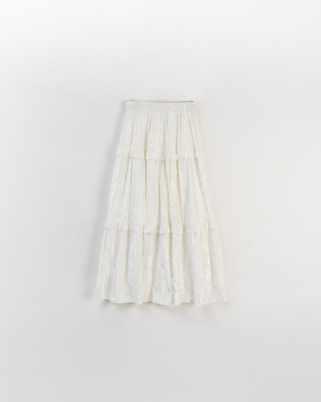 光沢レースフリル\ロングスカート 2色展開