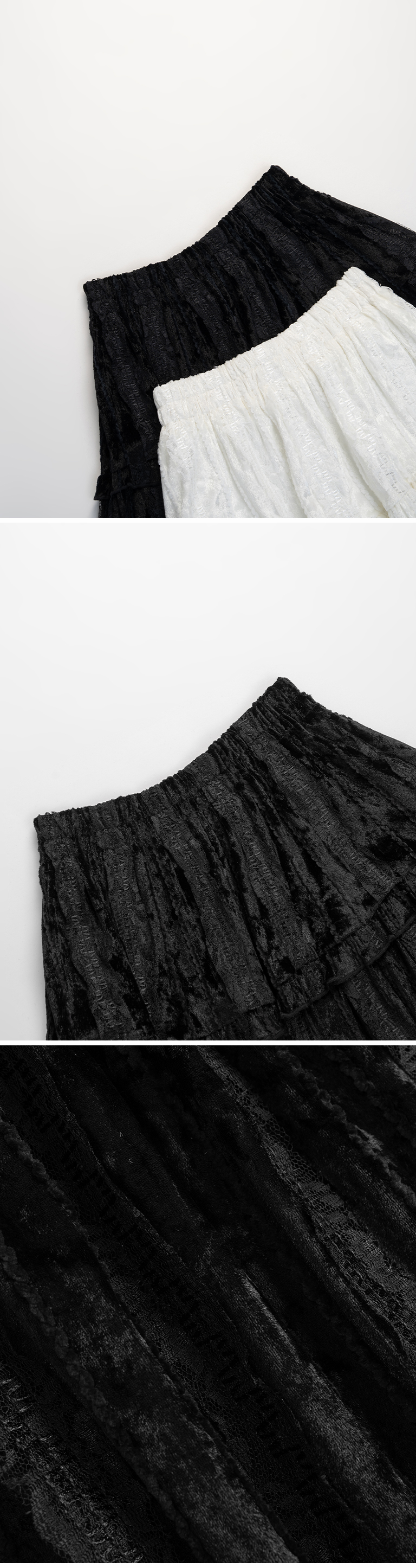 光沢レースフリル\ロングスカート 2色展開