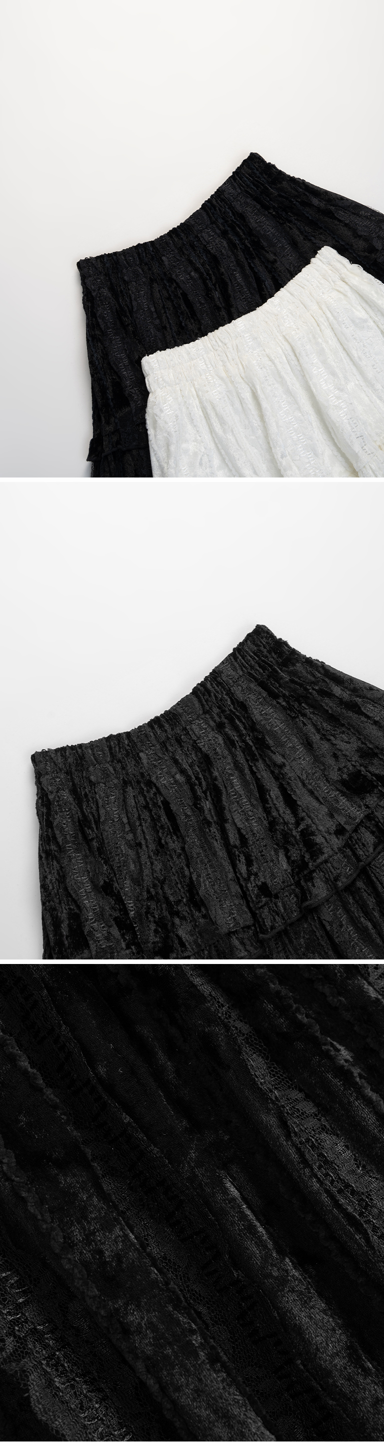 光沢レースフリル\ロングスカート 2色展開