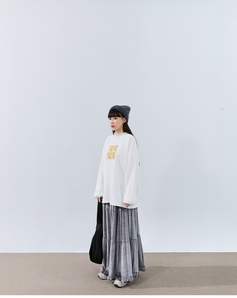 ベルベットティアードロングスカート 3色展開