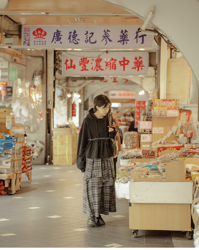 チェックドッキングロングスカート 2色展開