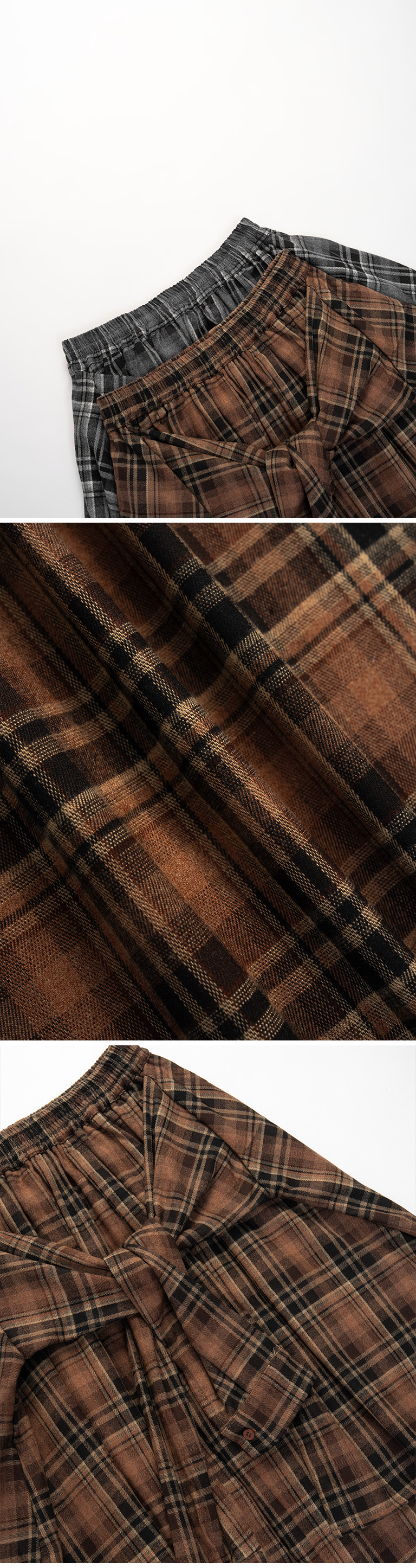 チェックドッキングロングスカート 2色展開