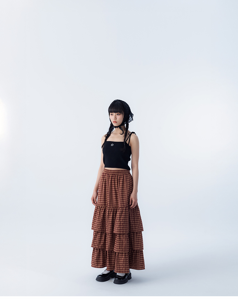 チェックフリルティアードスカート 2色展開