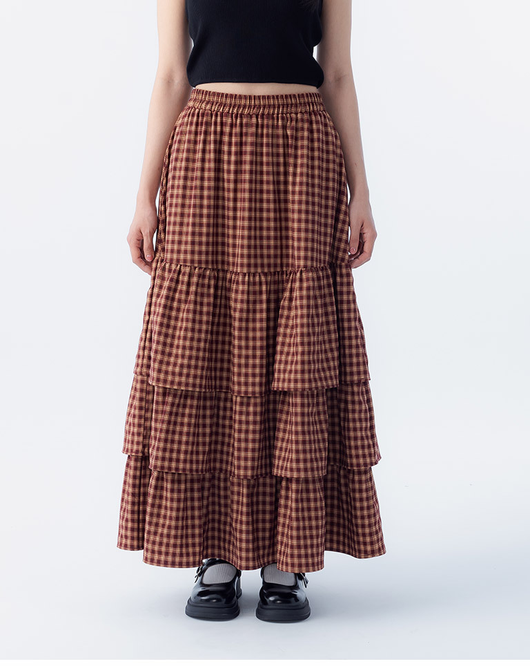 チェックフリルティアードスカート 2色展開