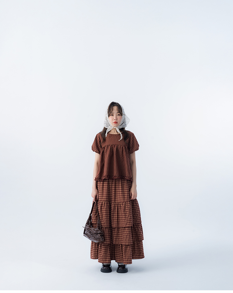 チェックフリルティアードスカート 2色展開