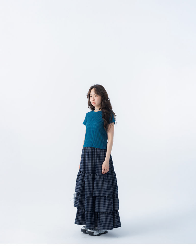 チェックフリルティアードスカート 2色展開