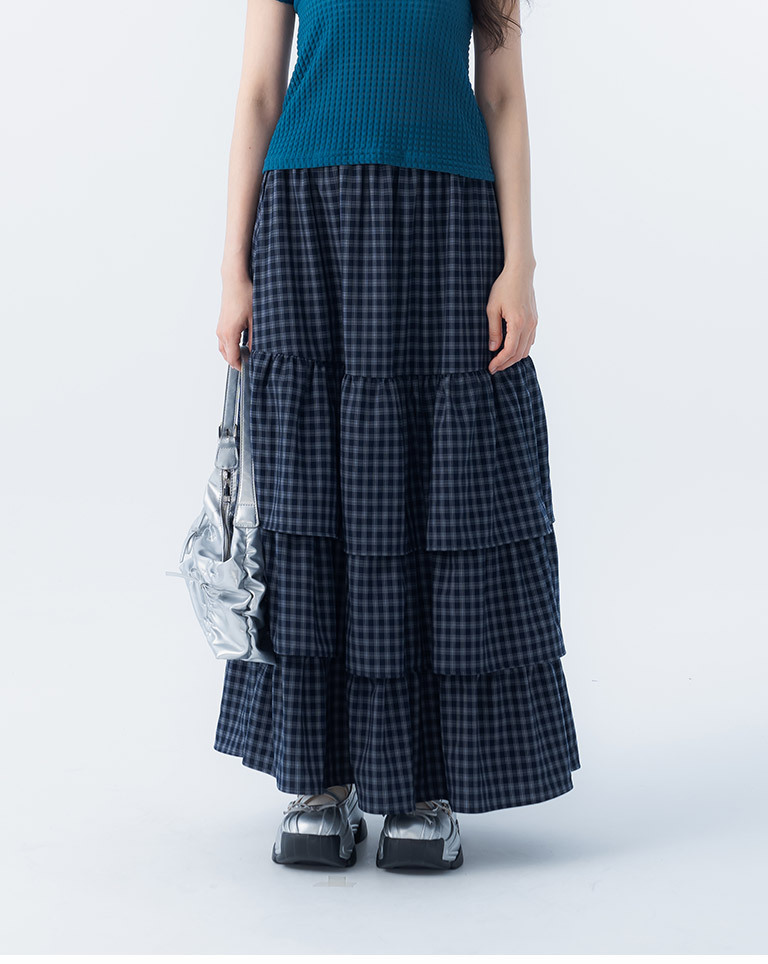 チェックフリルティアードスカート 2色展開