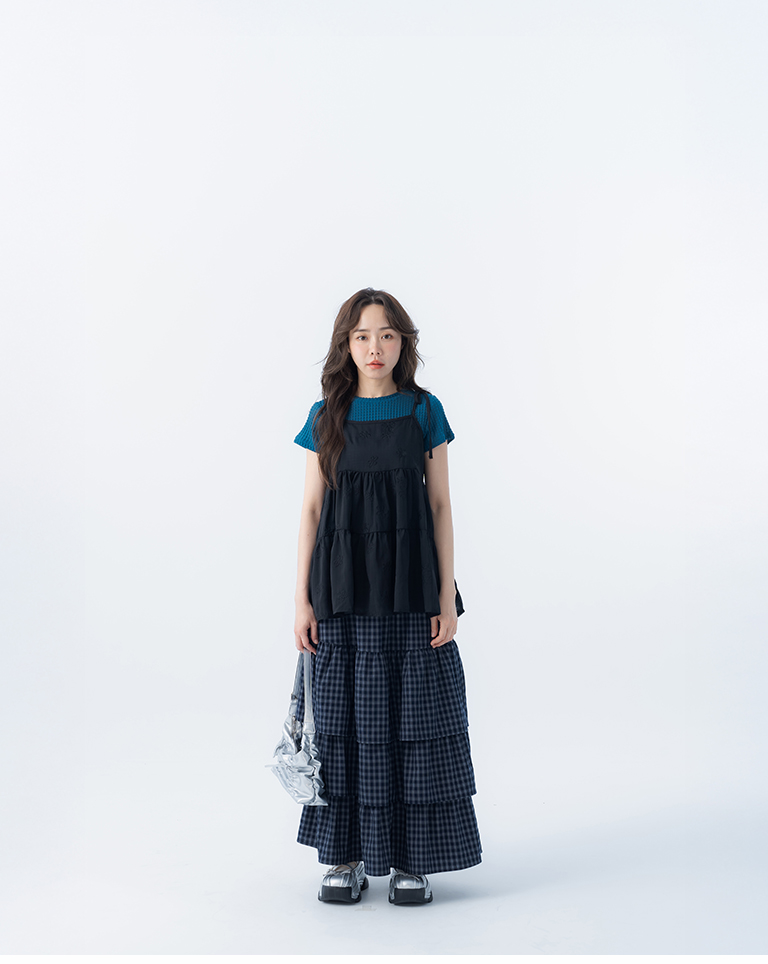 チェックフリルティアードスカート 2色展開