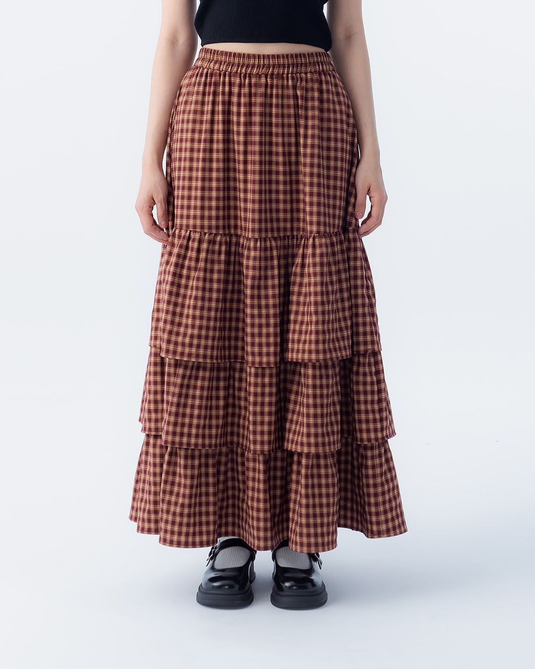 チェックフリルティアードスカート 2色展開