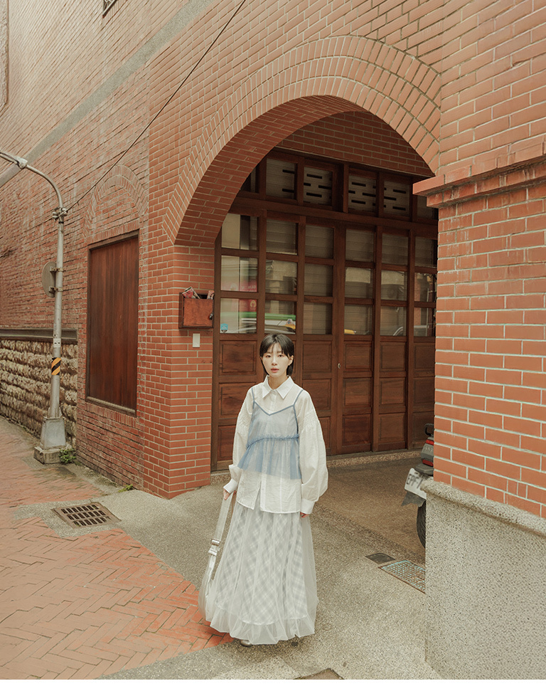 チェックダブルシアーバルーンスカート 2色展開