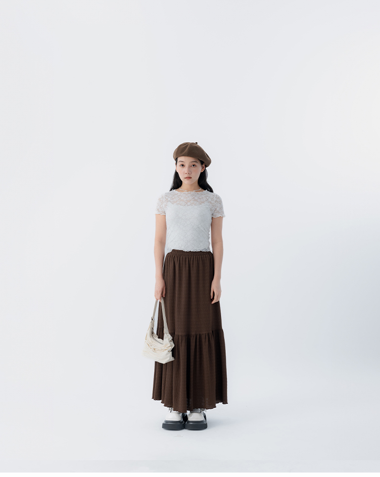 ジャカードティアードスカート 3色展開