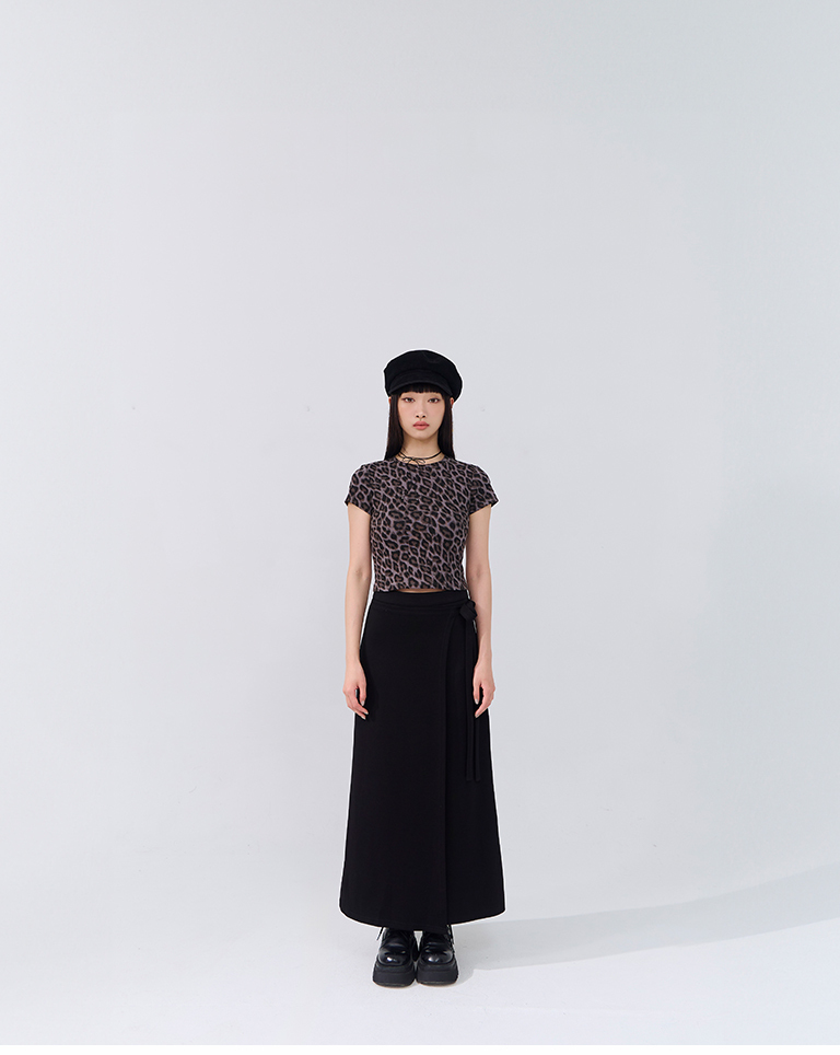 アシメリボンコットンスカート 2色展開