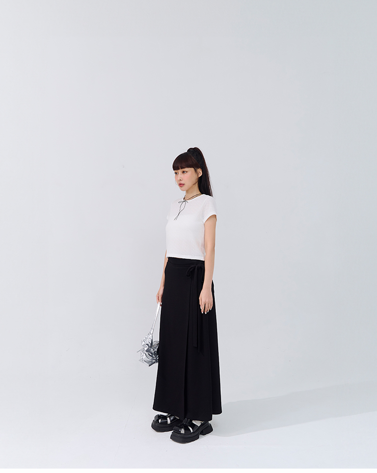 アシメリボンコットンスカート 2色展開