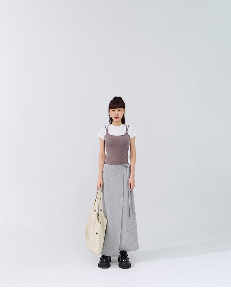 アシメリボンコットンスカート 2色展開