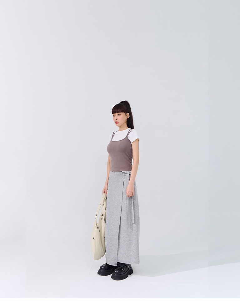 アシメリボンコットンスカート 2色展開