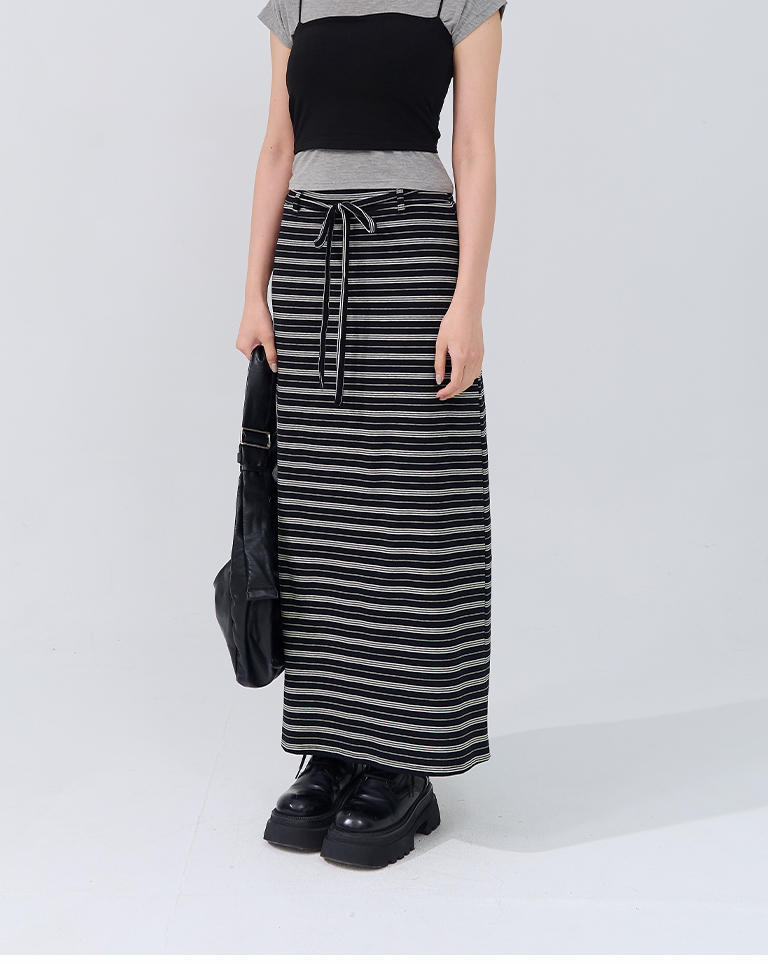 ストライプコットンロングスカート 2色展開