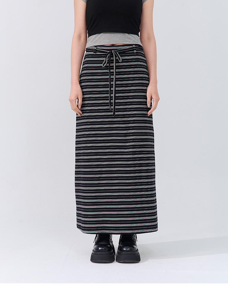 ストライプコットンロングスカート 2色展開