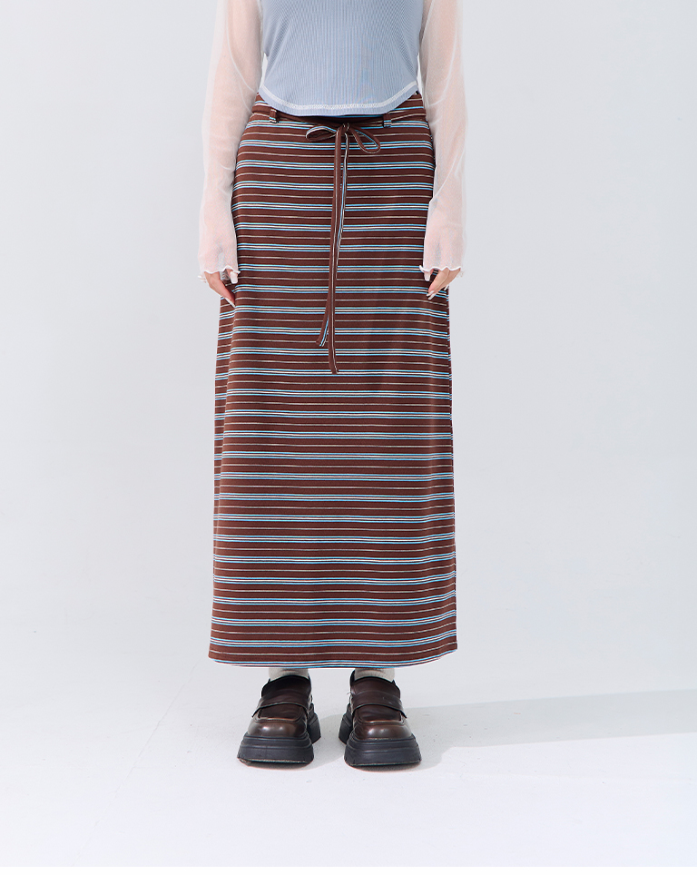 ストライプコットンロングスカート 2色展開