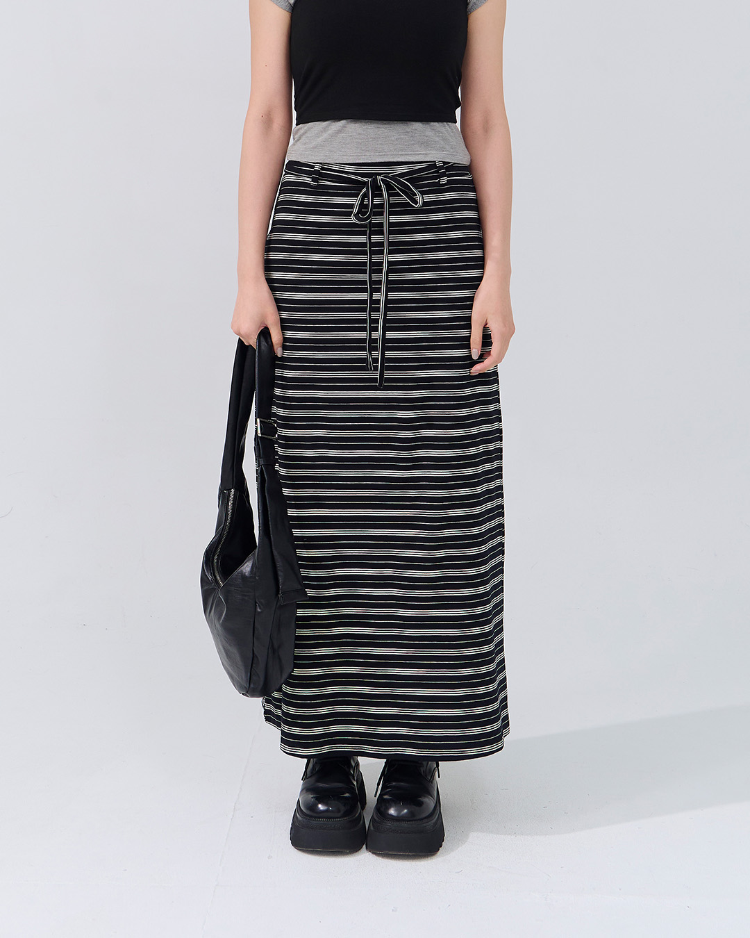 ストライプコットンロングスカート 2色展開