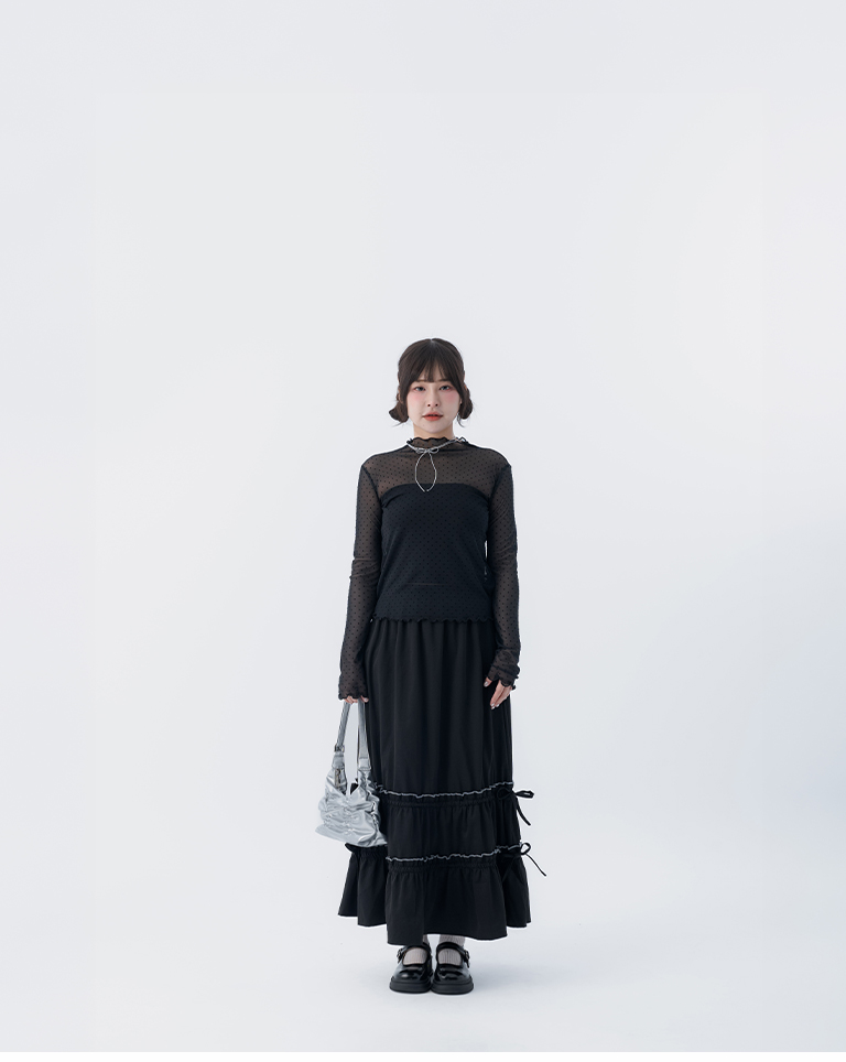 春8商未收到---メロウフリルスカート 2色展開