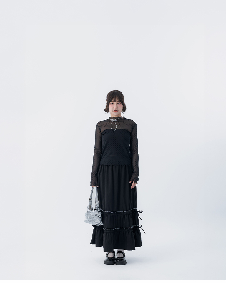 春8商未收到---メロウフリルスカート 2色展開