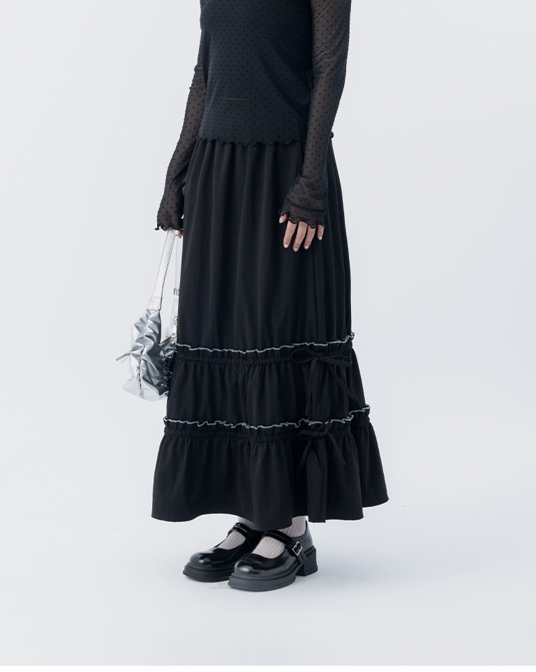 春8商未收到---メロウフリルスカート 2色展開
