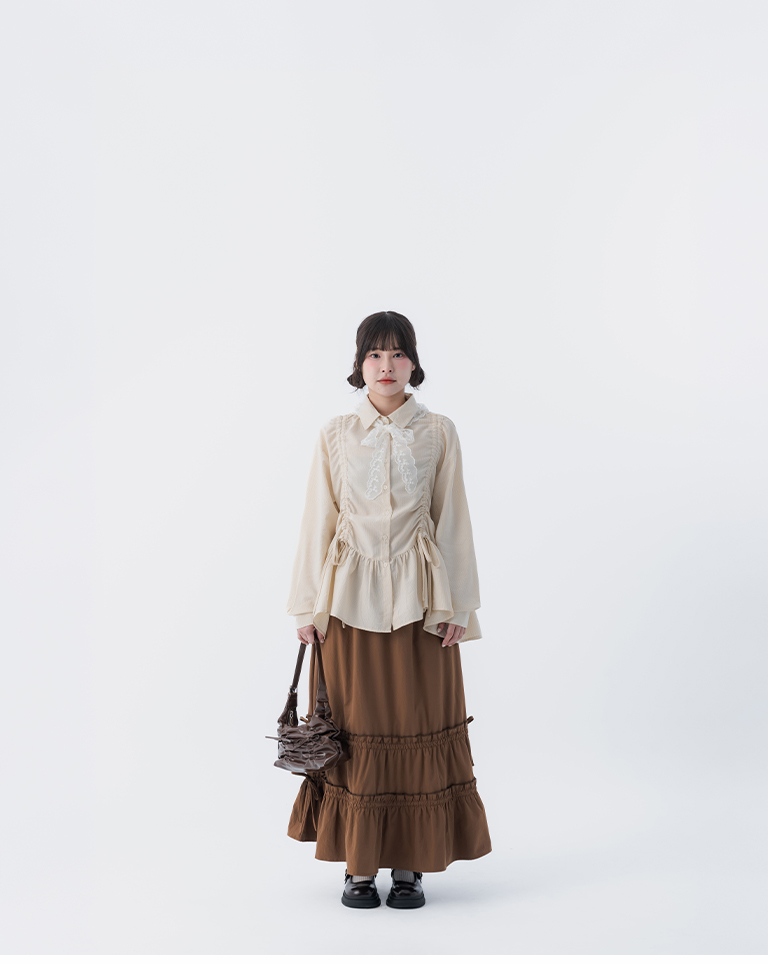 春8商未收到---メロウフリルスカート 2色展開