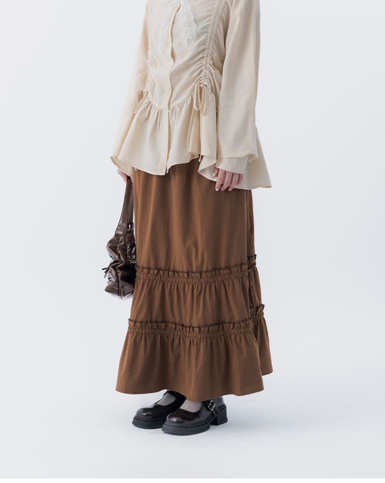 春8商未收到---メロウフリルスカート 2色展開