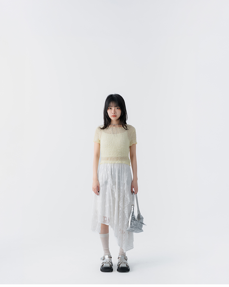 春9尚未收到---ジャガードアシンメトリースカート 2色展開
