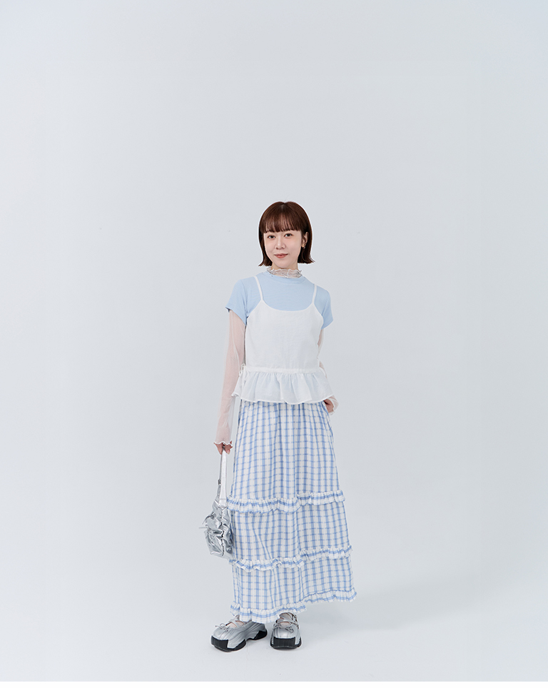 ティアードフリルロングスカート 2色展開