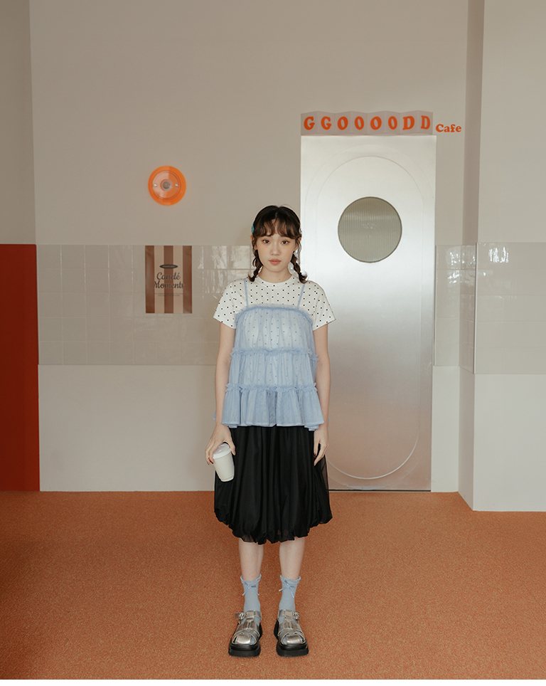 ダブルチュールミディスカート 3色展開