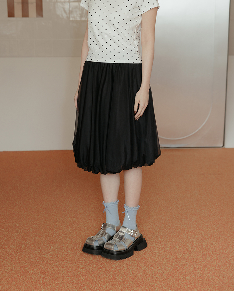 ダブルチュールミディスカート 3色展開