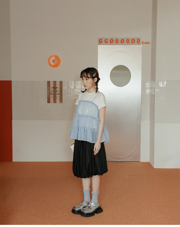 ダブルチュールミディスカート 3色展開