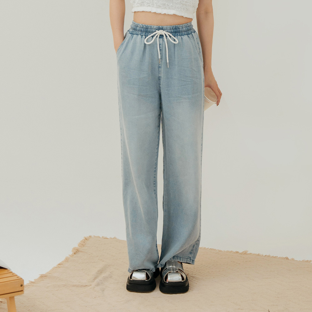 ドローストリングデニムパンツ S/M
