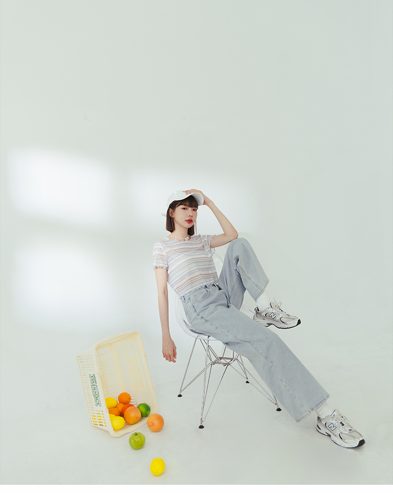 ローウエストストレートワイドデニムパンツ